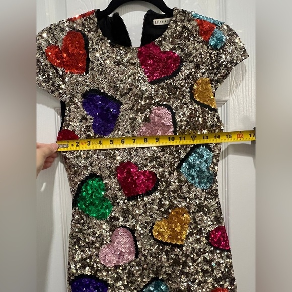 Alice + Olivia Gold Sequin Heart Mini Dress - Picture 5 of 10